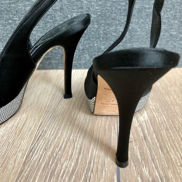 Rene Caovilla Vintage Black Silk and Crystal Platform shoes in Size 6. - Picture 6 of 16